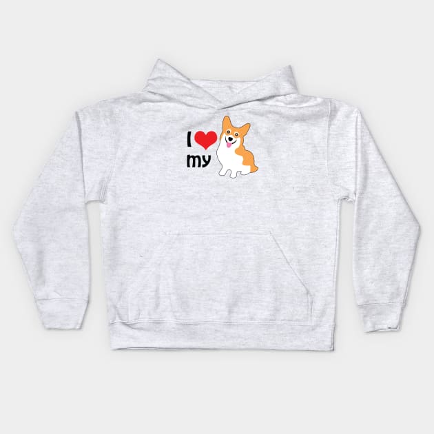 I Love My Pembroke Welsh Corgi Kids Hoodie by AntiqueImages